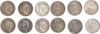 Sachsen 6 x 3 Mark Friedrich August III. 1904-1918. sehr schön, sehr schön-vorzüglich