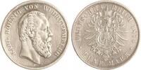 Württemberg 5 Mark Karl 1864-1891. -