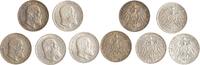 Württemberg 5 x 3 Mark Wilhelm II. 1891-1918. -