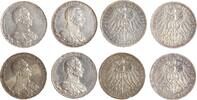 Preussen 4 x 3 Mark Wilhelm II. 1888-1918. -