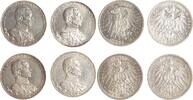 Preussen 4 x 3 Mark Wilhelm II. 1888-1918. -