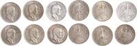 Sachsen 6 x 3 Mark Friedrich August III. 1904-1918. sehr schön, sehr schön-vorzüglich