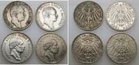 Sachsen 4 x 3 Mark Friedrich August III. 1904-1918. -