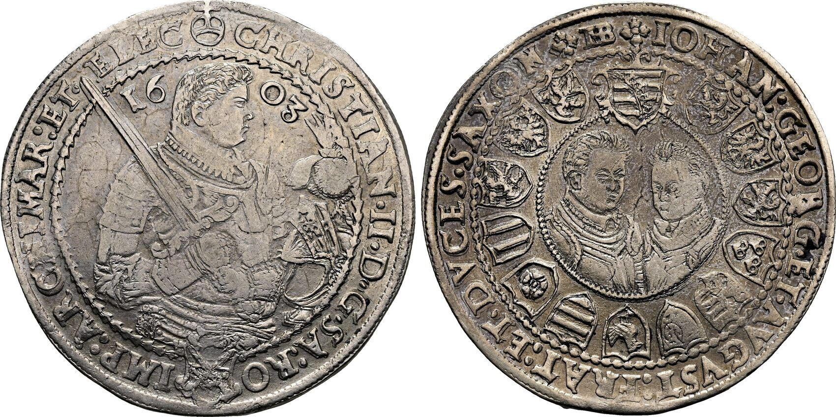 Sachsen, Kurfürstentum Reichstaler 1603 HB, Christian II., Kurfürst