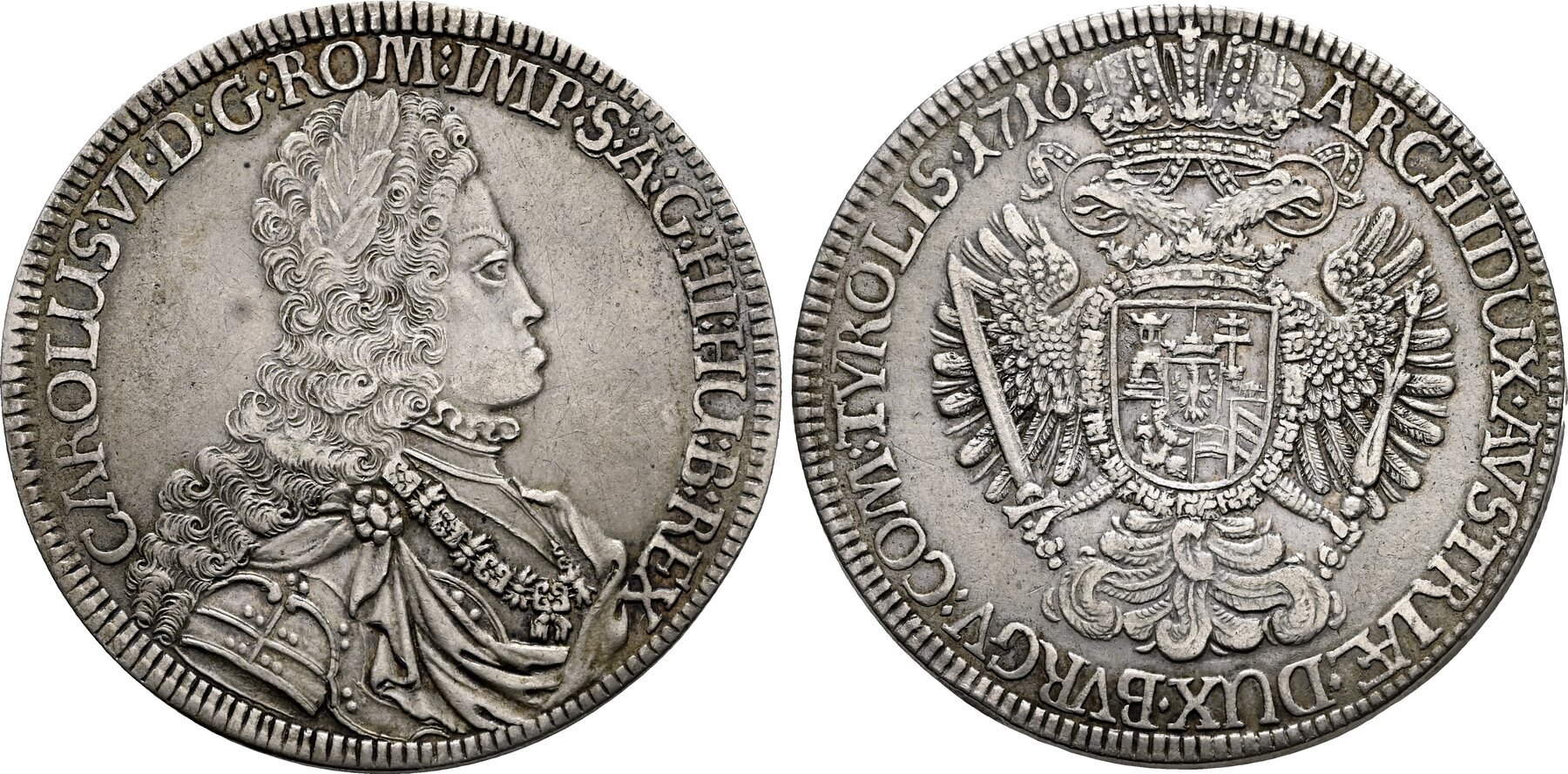 RDR Reichstaler 1716, Karl VI., 17111740, seit 1712 König von Ungarn