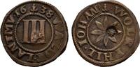 Waldeck, Grafschaft Cu-3 Pfennig 1638, Wolrad IV., Philipp und Johann, 1638-1640 Sehr schön