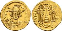 Solidus 674/680,  Constantinus IV., 668-685, mit Heraclius und Tiberius. Gutes Sehr schön