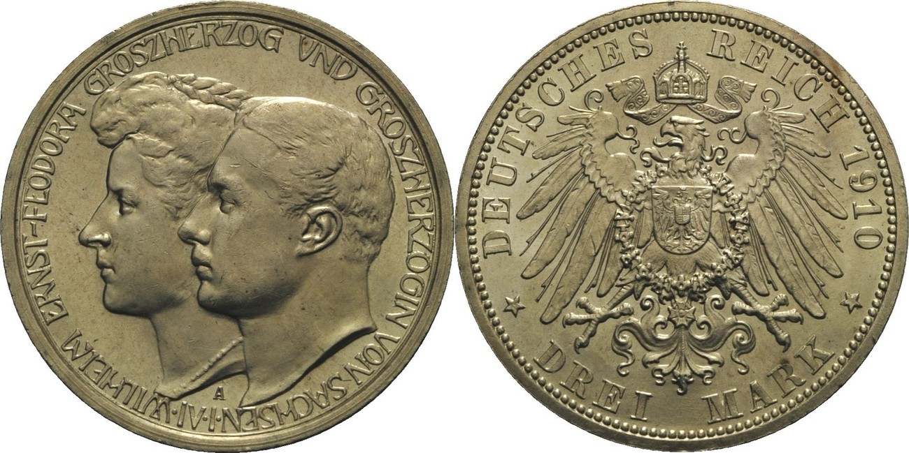 SachsenWeimarEisenach 3 Mark 1910 A Wilhelm Ernst 19011918 vzSt