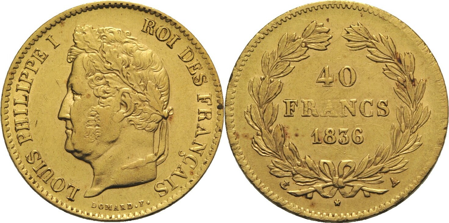 Frankreich 40 Francs 1836 A Louis Philippe I. ss+