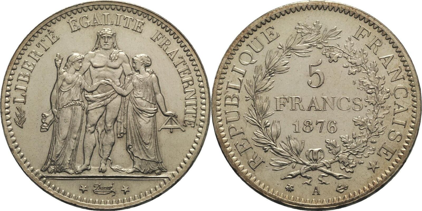 Frankreich 5 Francs 1876 A 3. Republik (18711940) Min. Rf., vz
