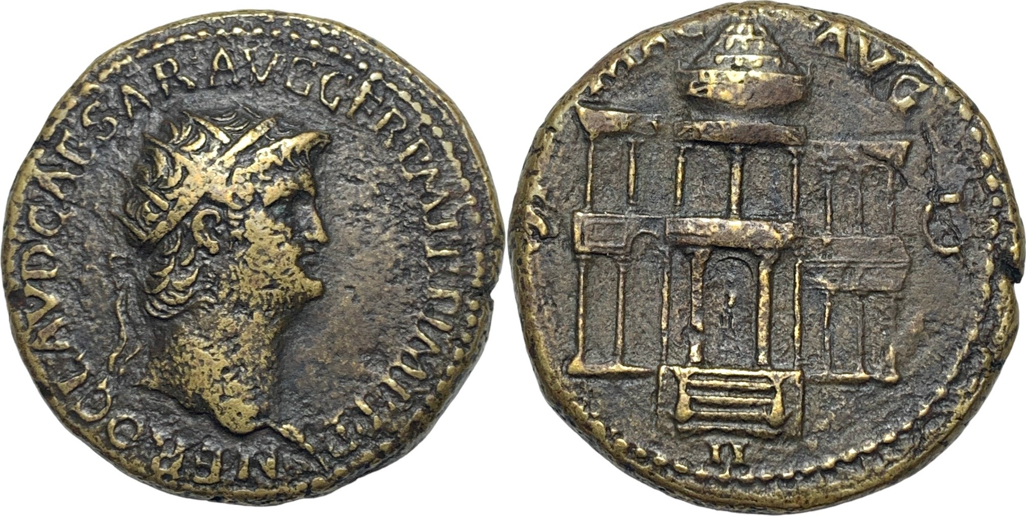 64 Ad Rome Ruler 64 AD. Nero, rare dupondius, Rome ss | MA-Shops