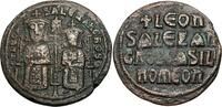 Byzantine Empire 886 AD. Léon VI et Alexandre, Follis, Constantinople. Peu courant ! ss