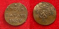 Weltmünzen 1/2 Duit #7741 - INDONESIE 1809 TTB+ -