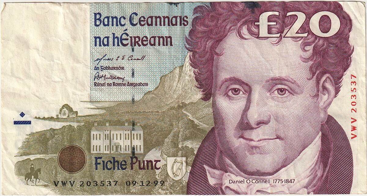 Ireland Republic 20 Pounds 1999 Geldschein 1999 12 09 KM 77a SS ireland-republic-20-pounds-1999-geldschein-1999-12-09-km-77a-ss