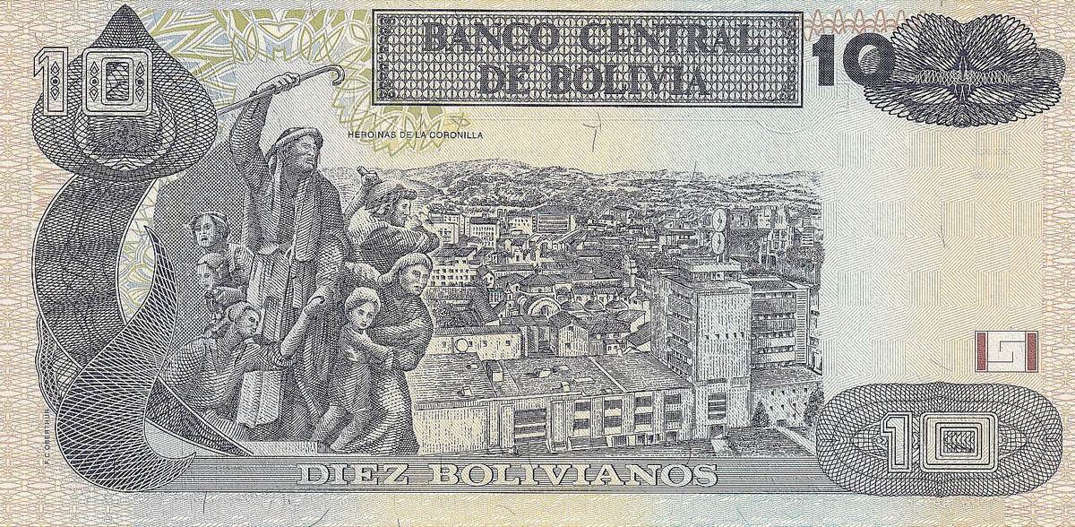 Bolivien 10 Bolivianos 1986 19861128, KM223, UNZ