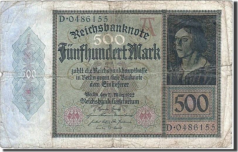 Deutschland 500 Mark 1922 Geldschein, 1922-03-27, KM:73, S | MA-Shops