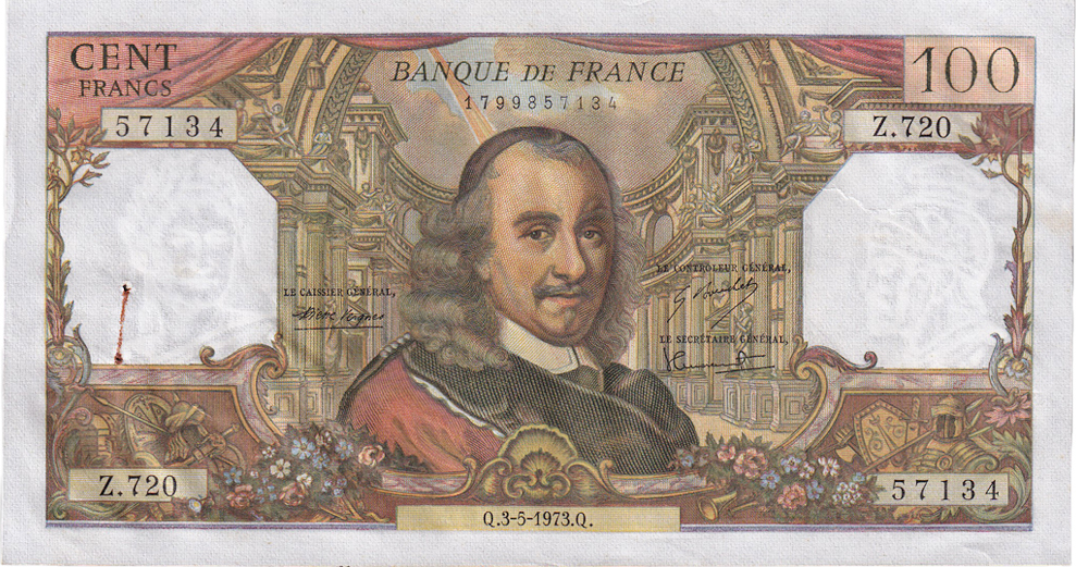 Frankreich 100 Francs 1973 Corneille, Z.720, SS, Fayette:65.42, KM:149d ...