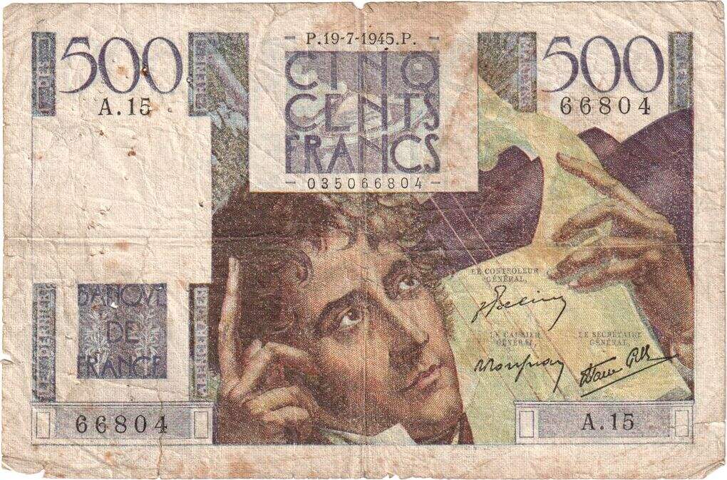 500 Francs Marianne fabrication anglaise France 1945