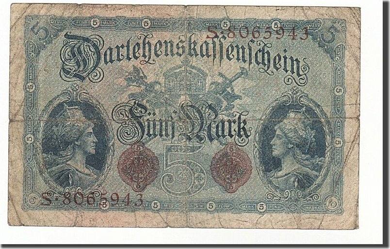 Germany Deutschland RARE 5 mark 1914 VF++XF SEE SCAN &330