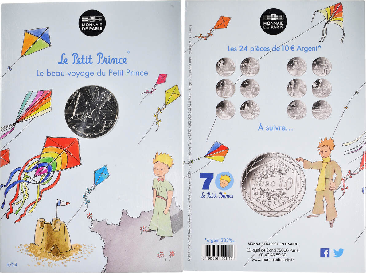 Frankreich 10 Euro 2016 Paris Monnaie de Paris, Le Petit Prince (Plages