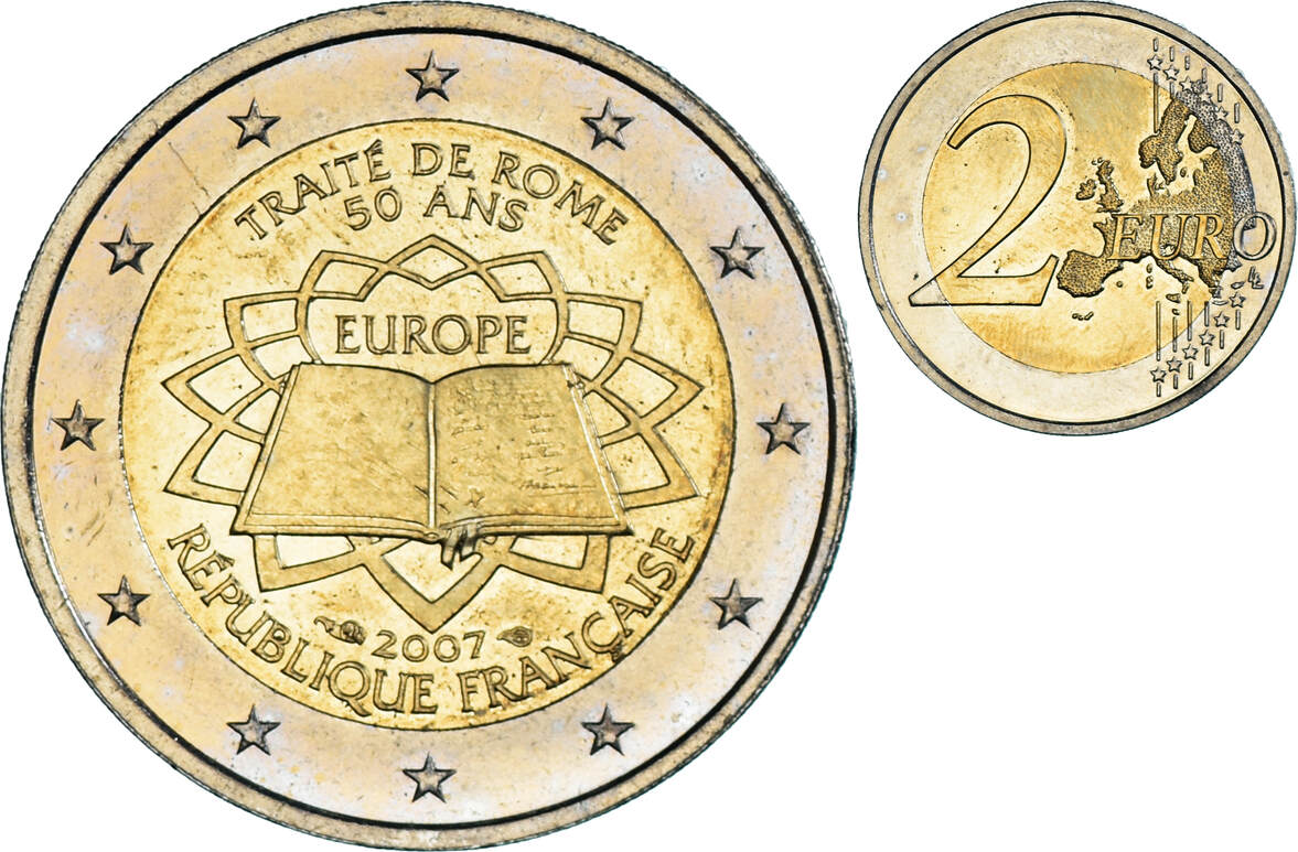 Frankreich 2 Euro 2007 Paris Paris, TRAITÉ DE ROME 50 ANS, UNZ, Bi