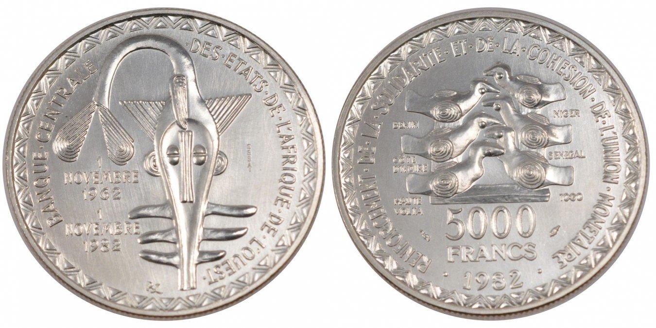 États de l'Afrique de l'Ouest 5000 Francs Essai 1982