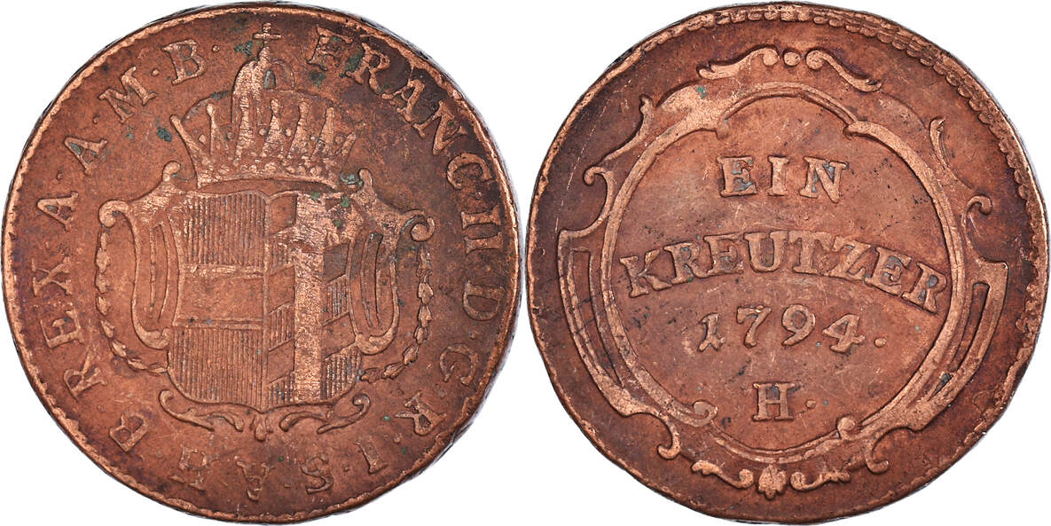 Österreich 20 Kreuzer 1794 H Münze, Franz II (I), SS, Silber, KM2139 Österreich 20 Kreuzer 1794 H Münze, Franz II (I), SS, Silber, KM2139