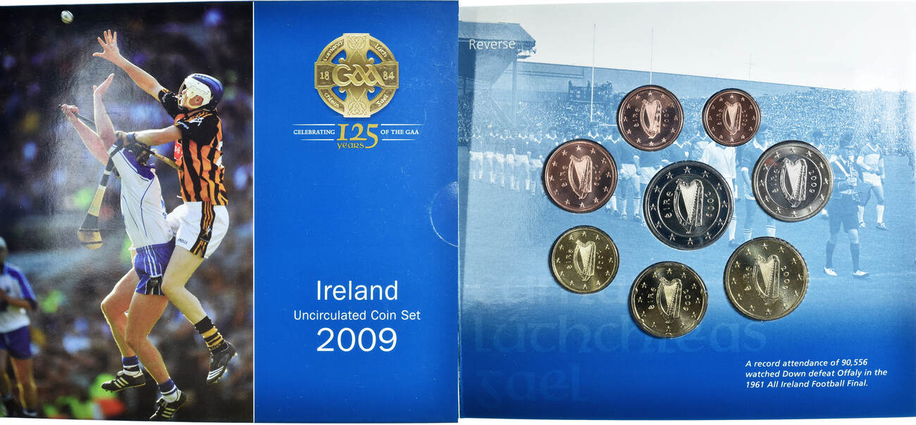 Ireland 1 Cent To 2 Euro 2009 Euro Set 125 Years Of The GAA BU STGL ireland-1-cent-to-2-euro-2009-euro-set-125-years-of-the-gaa-bu-stgl