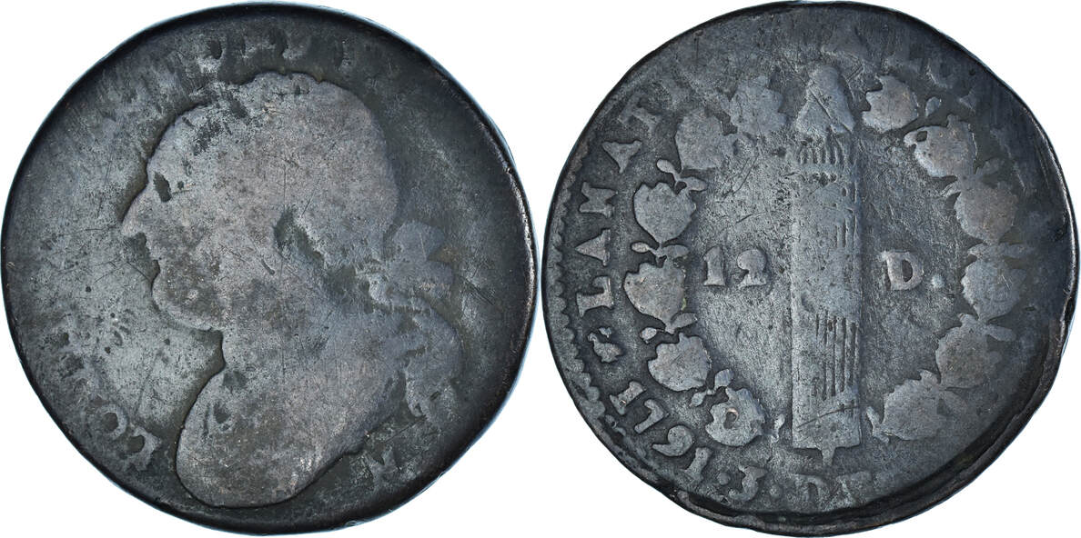 Frankreich 12 deniers françois 1791·3 N Münze, Louis XVI, Montpellier