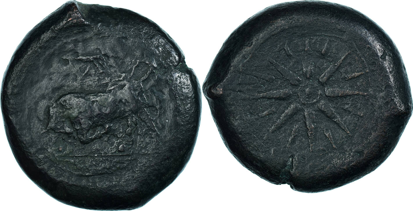 Æ ca. 370358 BC Tauromenio Münze, Sicily, Tauromenion, Campanian