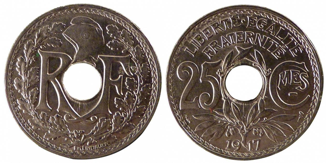 Франция 25. Французская монета 1917 года. Монеты Франция 25 CMES 1919.