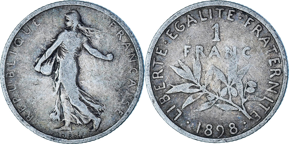 Frankreich 1 Franc 1898 Paris Münze, Paris, S+, Silber, Gadoury467