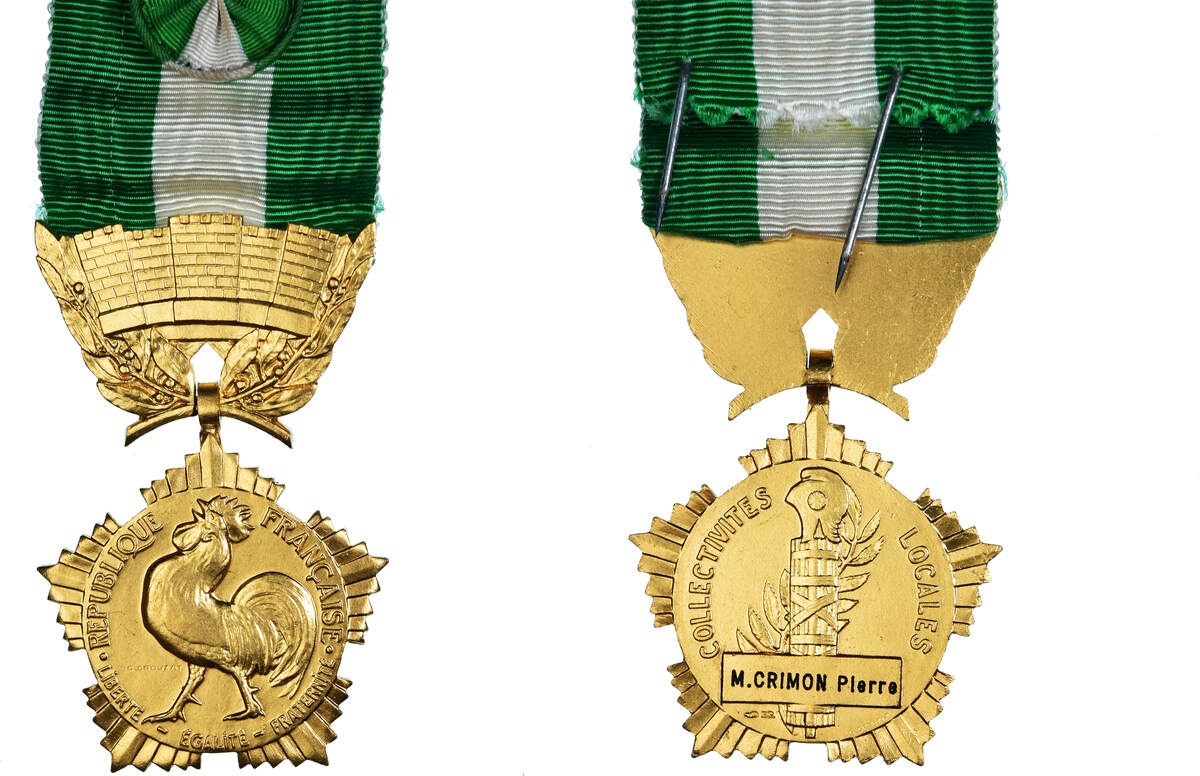 ANCIENNE MÉDAILLE D'HONNEUR collectivités locales en argent massif EUR