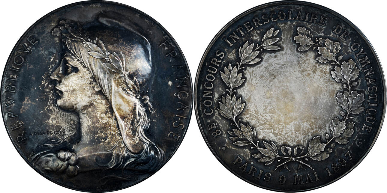 Médaille Bronze 1889 Sociétés De Gymnastique De France - Courage Patrie Moralité Union