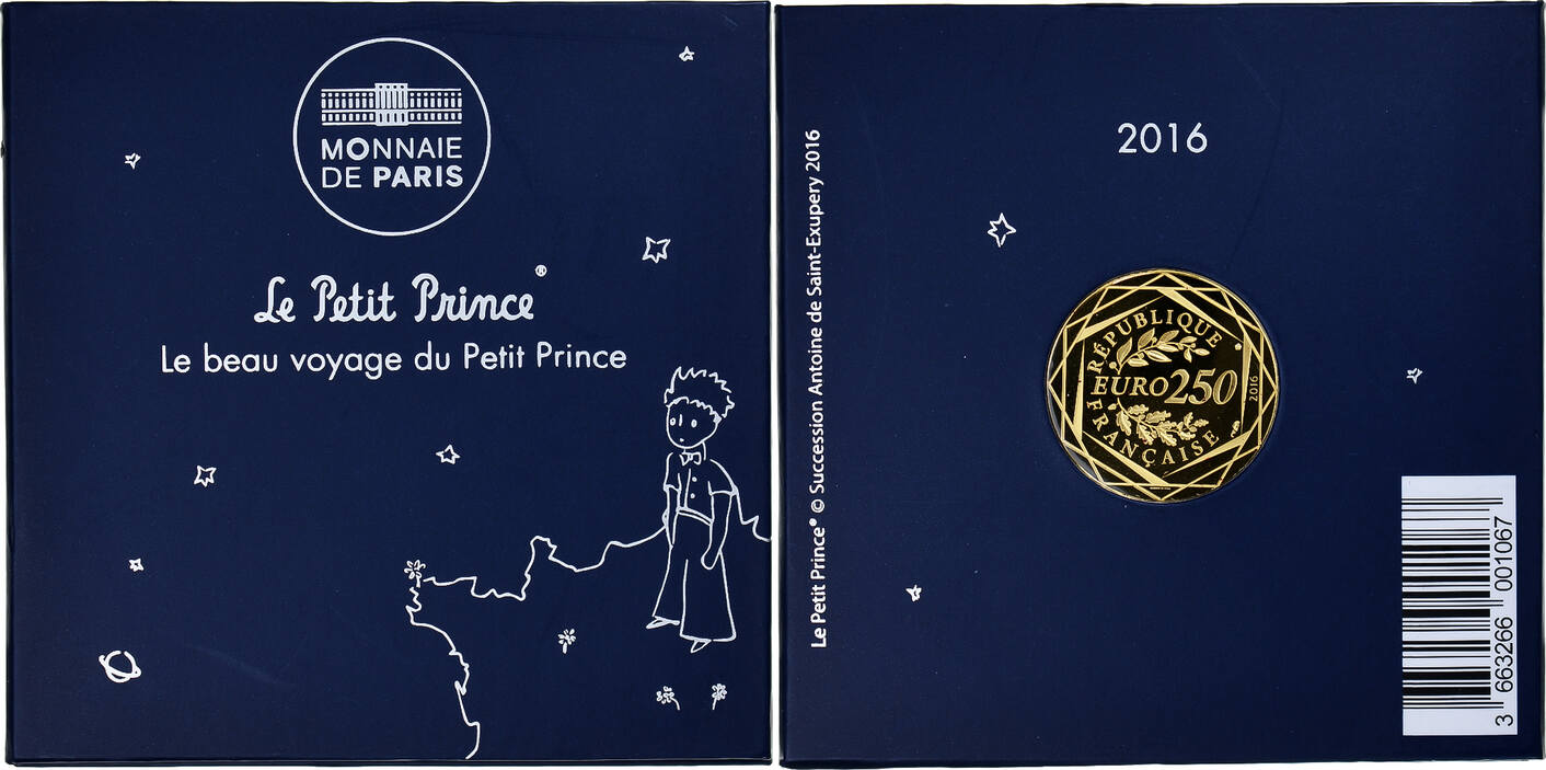Frankreich 250 Euro 2016 Monnaie de Paris Le beau voyage du Petit