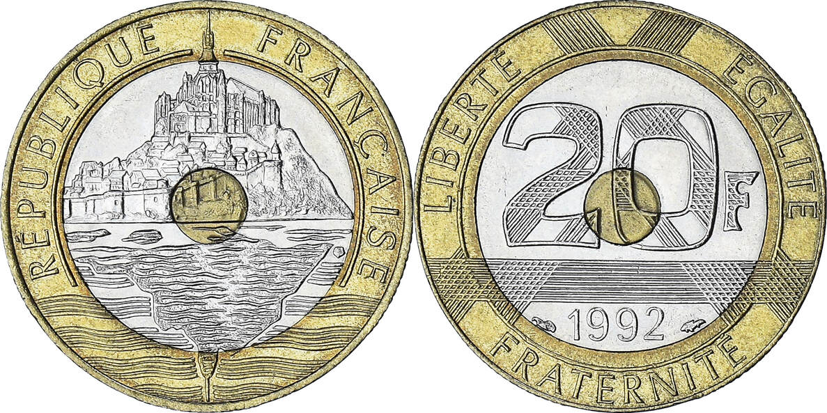 Frankreich 20 Francs 1992 Paris Mont Saint Michel, Paris, V Ouvert, UNZ