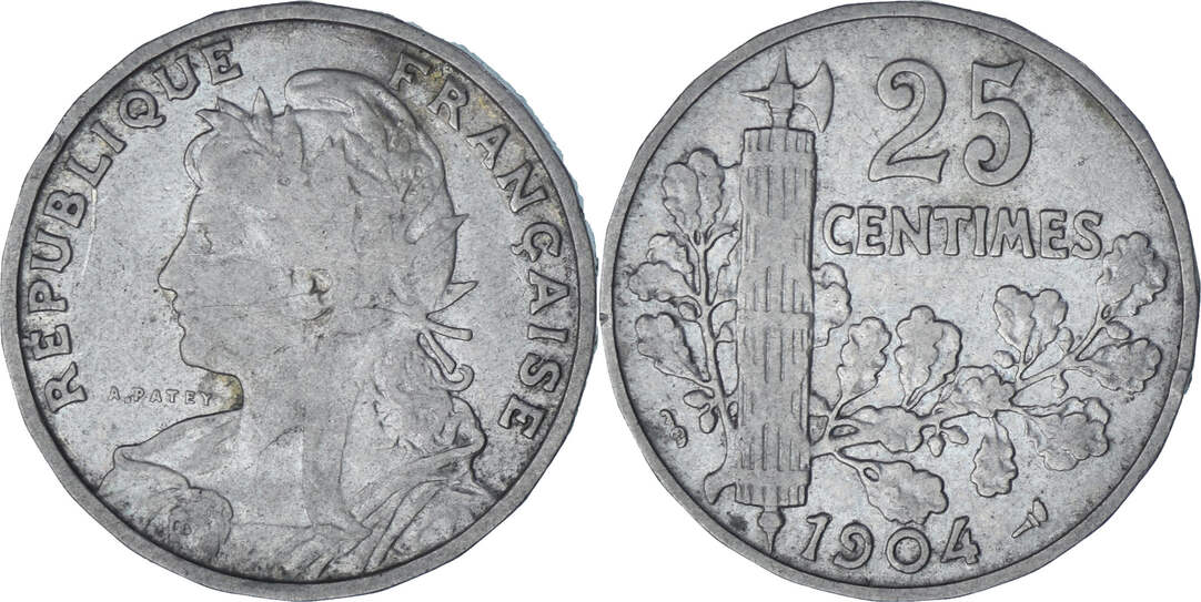 Pièce 25 Centimes Essai Patey 1904 - Argent - PCGS SP66 FDC - Rarissime Collection
