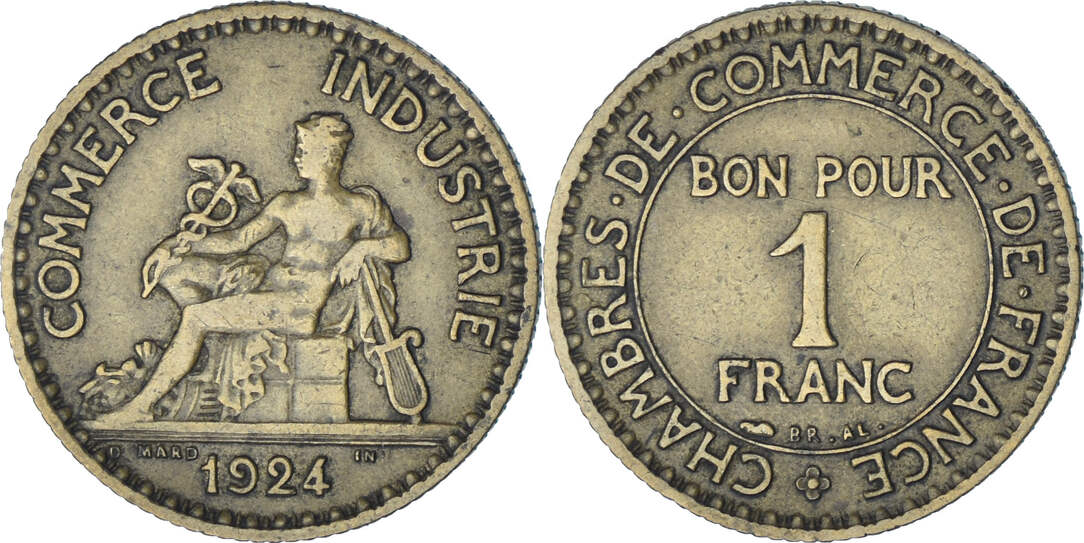 Frankreich Franc 1924 Paris Chambre de commerce, Paris, S, Aluminum ...