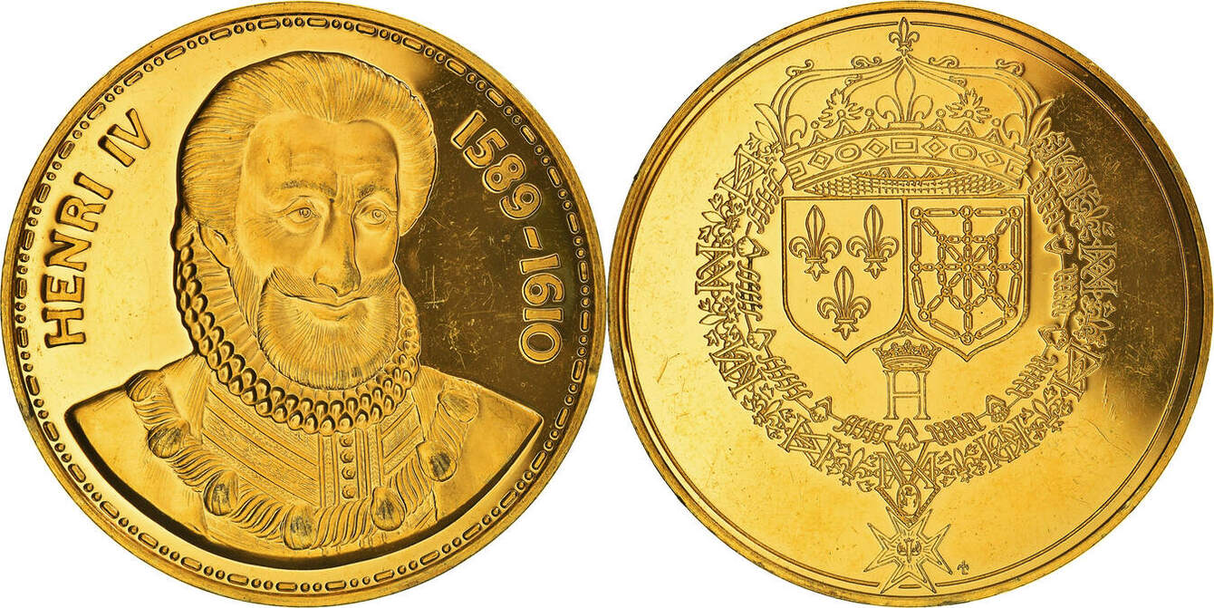 Médaille Henri IV – Roi De France Et De Navarre – Signée A. Caqué (XIXe, Étain)