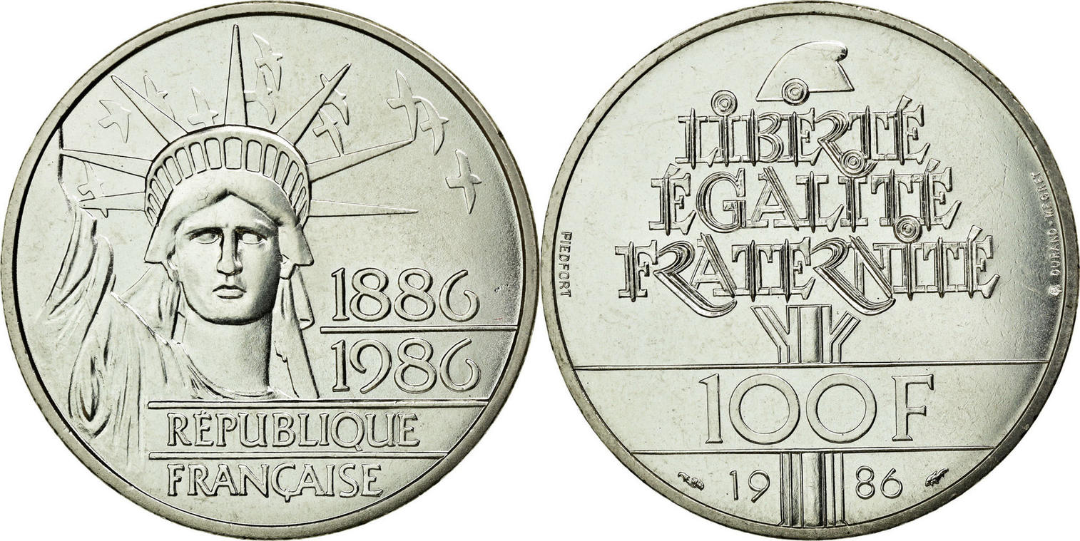 Frankreich 100 Francs 1986 Münze, STGL, Silber, KMP972, Gadoury901p Frankreich 100 Francs 1986 Münze, STGL, Silber, KMP972, Gadoury901p
