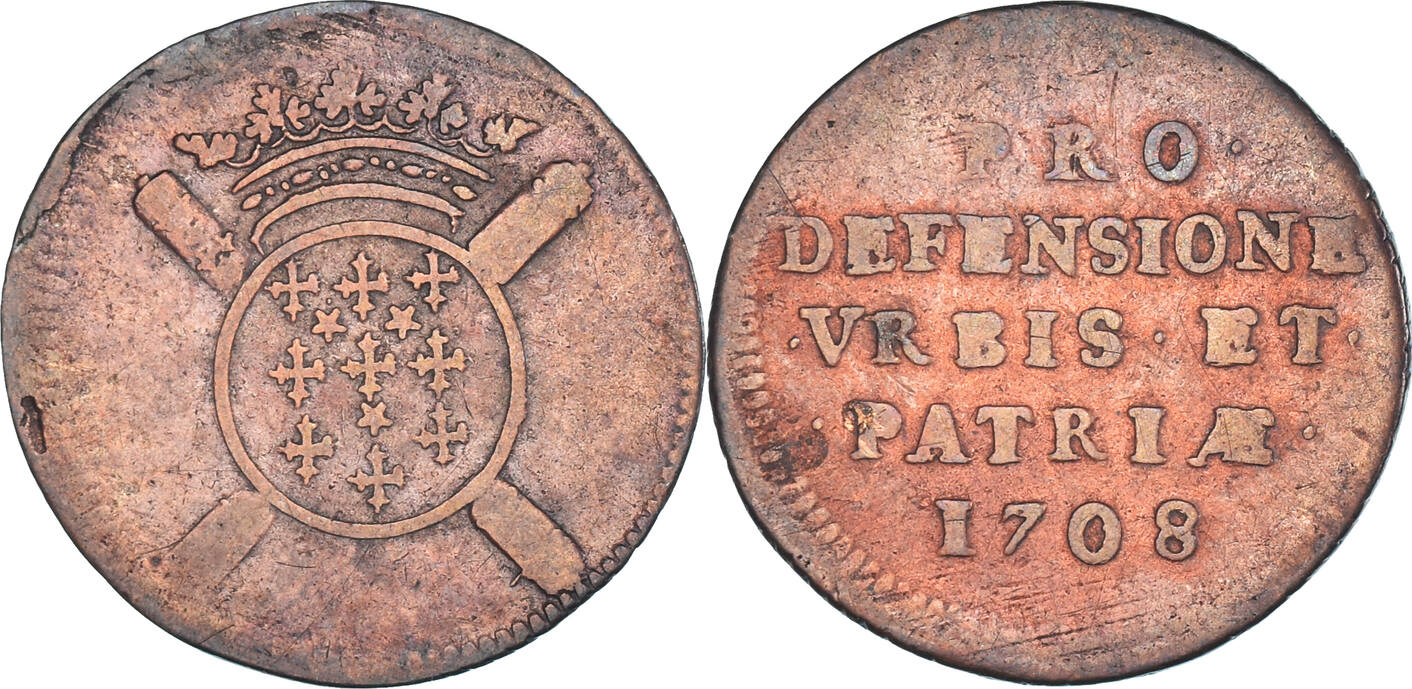 Frankreich 10 Sols 1708 Lille Münze, Lille, siège de la ville, S+ ...