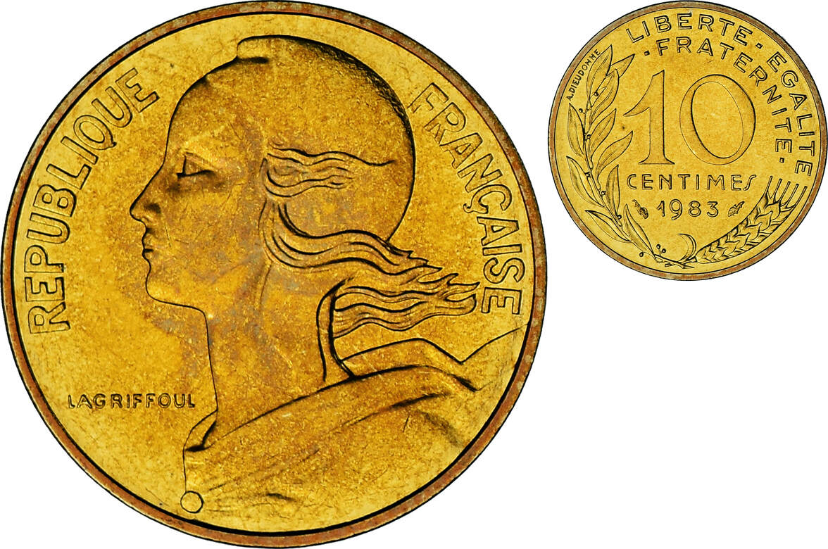Frankreich 10 Centimes 1983 Monnaie de Paris Münze, Marianne, Monnaie