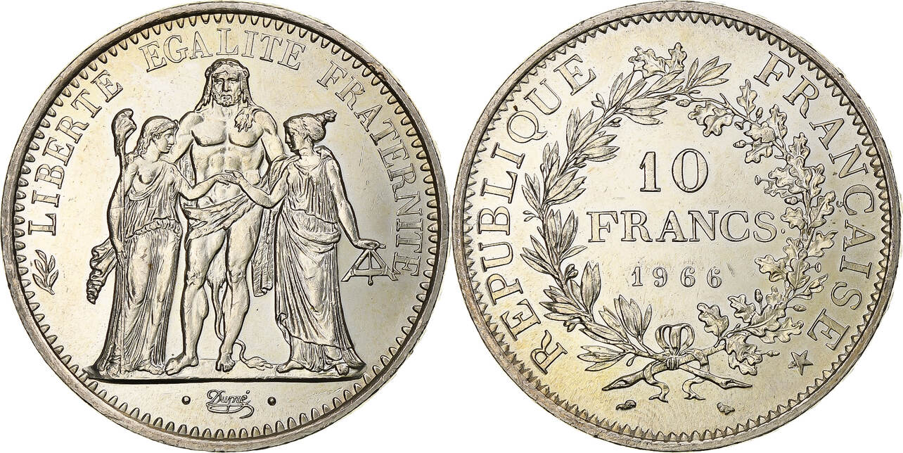 Frankreich 10 Francs 1966 Paris Hercule Paris UNZ Silber KM 932 Frankreich 10 francs 1966 paris hercule paris unz silber km 932