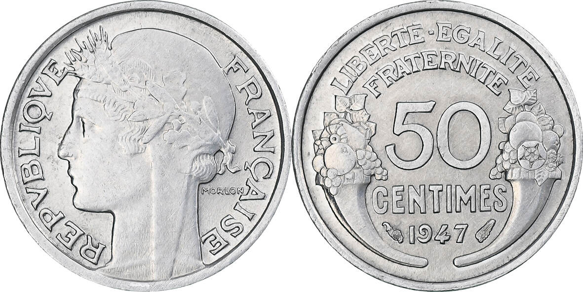 France – Essai Piéfort 50 Centimes Morlon 1946 – Aluminium SPL – GEM.88