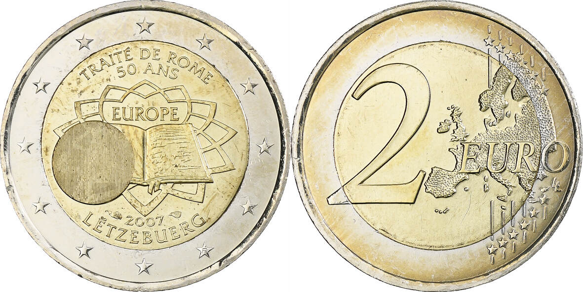 Luxemburg 2 Euro 2007 Pessac Traité de Rome, Pessac, UNZ, Bi-Metallic
