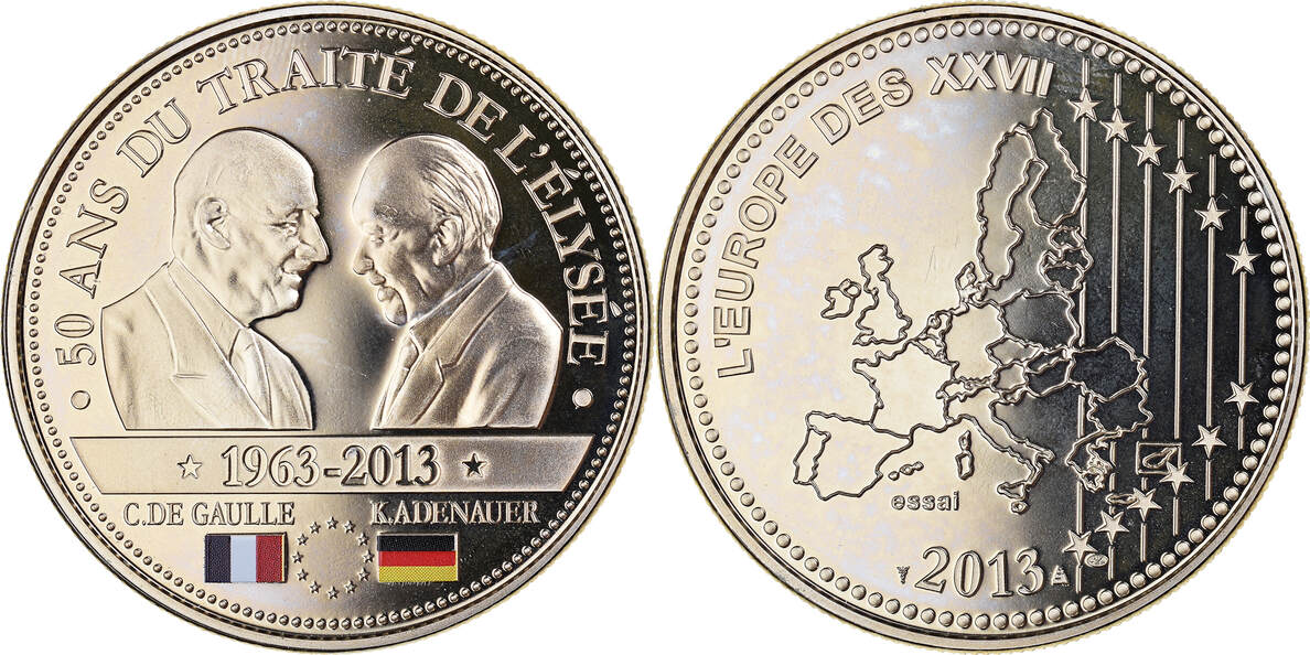 Frankreich Medaille Ans Du Trait De L Elys E De Gaulle Adenauer Unz Ma Shops