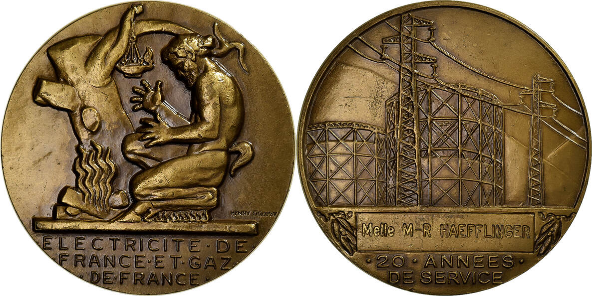Médaille EDF Gaz De France Bronze - H Dropsy - XXème Siècle - Médailles Françaises