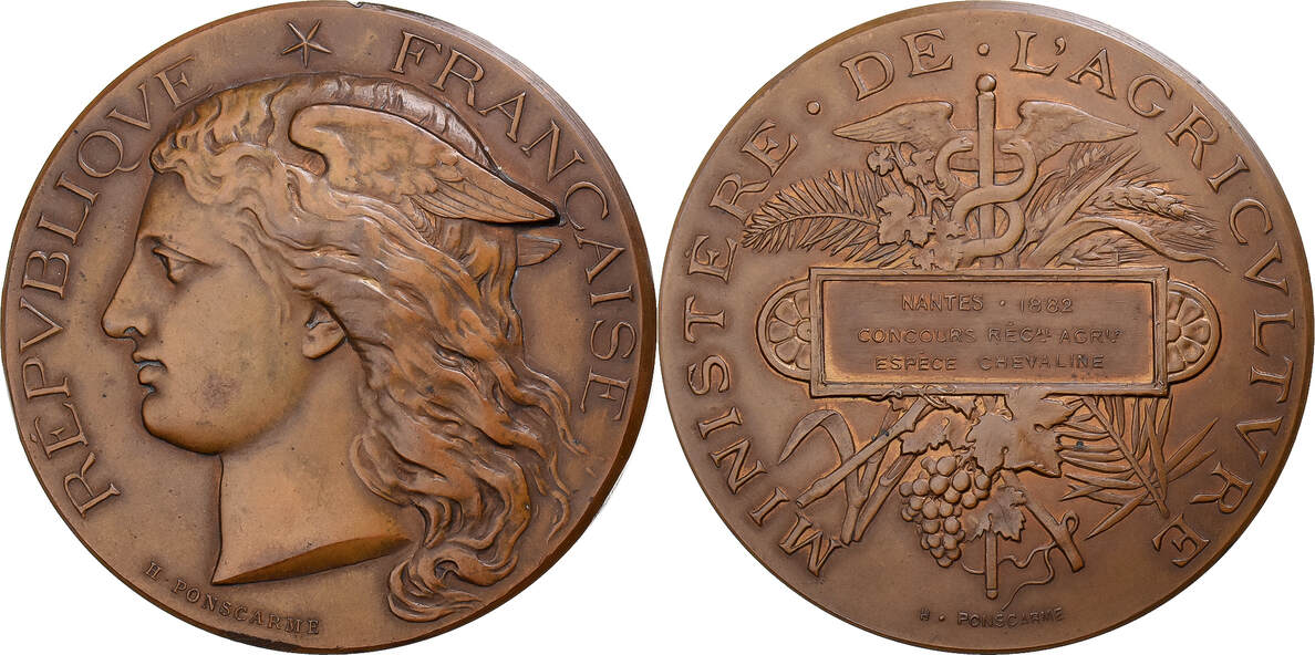 Médaille - Association agricole de vierzon - bronze - O.Roty - 41mm Médaille - Association agricole de vierzon - bronze - O.Roty - 41mm