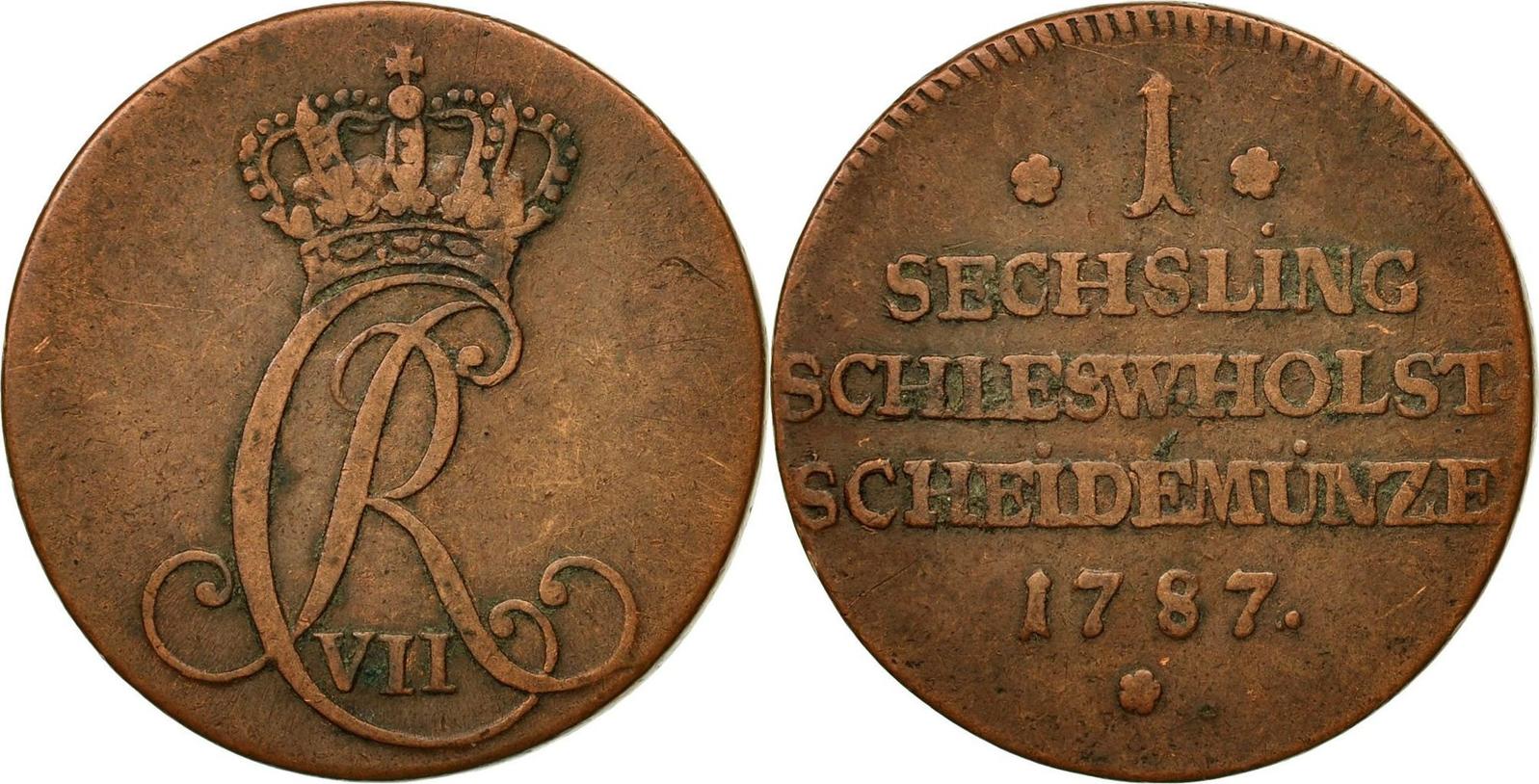  Deutsch Staaten  Sechsling 1787 M nze SCHLESWIG HOLSTEIN 