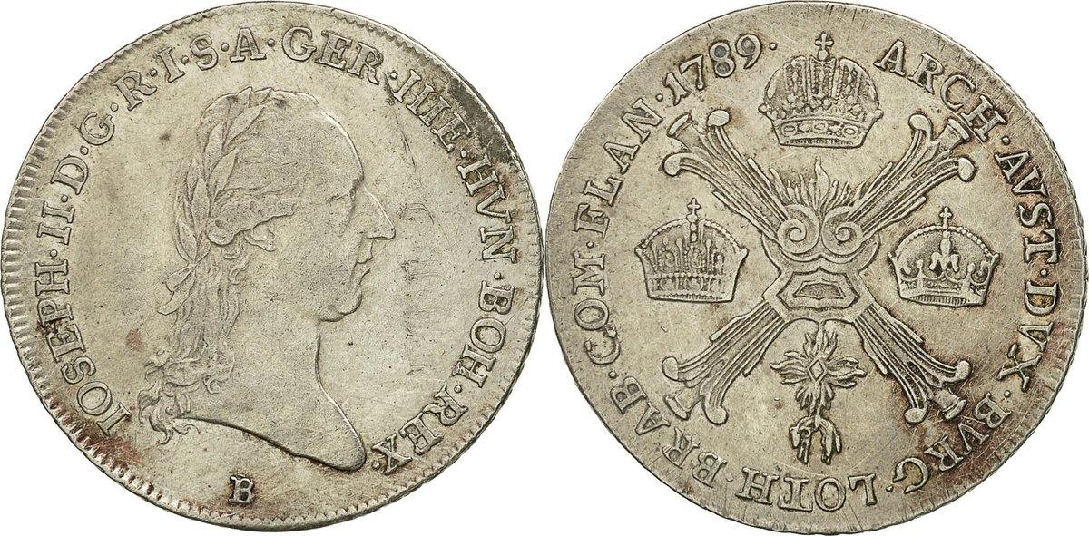 AUSTRIAN NETHERLANDS 1/4 Kronenthaler 1789 B Münze, Joseph II, Kremnitz ...